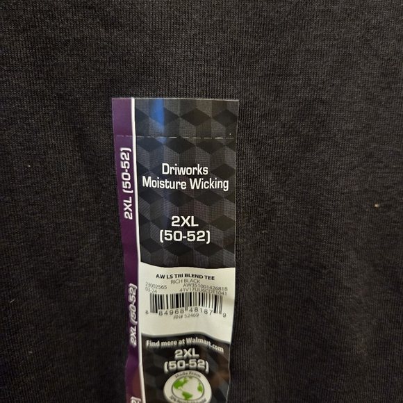 ‼️3/$30‼️ Driworks Tri-Blend Tee Shirt Men 2XL 50-52 Long Sleeve Black New - Picture 6 of 7
